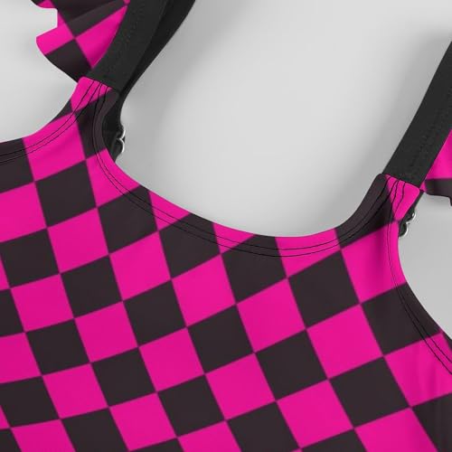Image of Girls One Piece Swimsuit Polka Dots Ruffles Swimwear Bathing Suits 3-12 Years