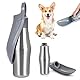 Hundetrinkflasche Für Hund, 750ml Trinkflasche Hunde, 180°Faltbar Hundetrinkflasche, Tragbare Haustier Wasserflasche, Edelstahl Hundetrinkflasche, Trinkflasche Hunde Für Ausbildung (Grau, 1)