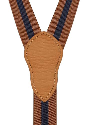 JRHEJTFZ Suspenders and Bow Tie for Boys Set Adjustable Elastic with 3 Metal Clips Brown Stripes 30