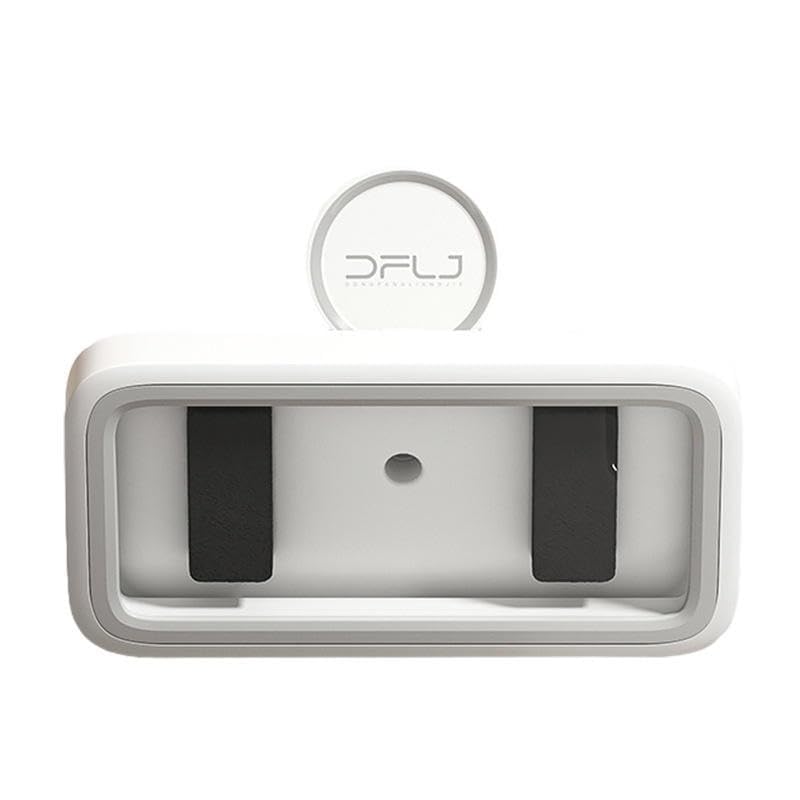 Wall Mounted Mobile Holder with Touch Screen Cover, 360° Rotatable Phone Stand, Self-Adhesive No Drill Phone Storage Box, Waterproof Holder for Smartphones up to 7 Inches, White-image-12