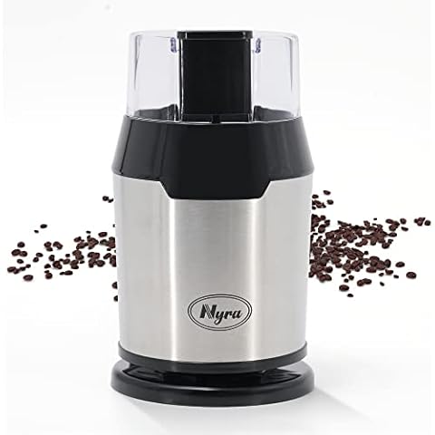 Nyra Mini Electric Coffee Grinder Mill 200W High Performance Powerful Motor for Nuts, Coffee Bean & Dried Spice Grinder with One Push Button 50g, Corded- Silver Cover