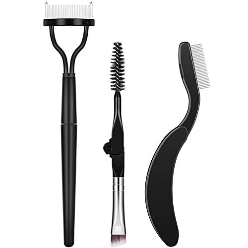 Folding Eyebrow Comb, Eyelash Separator Steel Brow Brush Eyebrow Eyelash Makeup Grooming Brush (3 Pieces)
