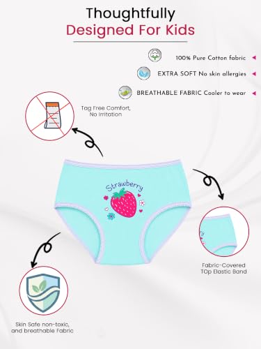 Image of DYCA by Bodycare Girls Cotton Briefs, Soft & Breathable Panties, Pack of 6, Print & Colour May Vary