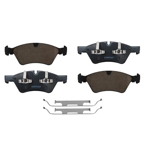 Image of Detroit Axle - Front Brake Pads for Mercedes-Benz E350 E500 E550 GL320 GL350 GL450 GL550 ML320 ML350 ML450 ML500 ML550 R320 R350 R500, G55 AMG, Ceramic Brake Pads w /Hardware Replacement
