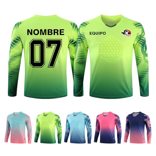 LAIFU Camiseta de Portero Personalizada, Nombre Personalizado,Nombre del Equipo,Número Logotipo Camiseta de Portero