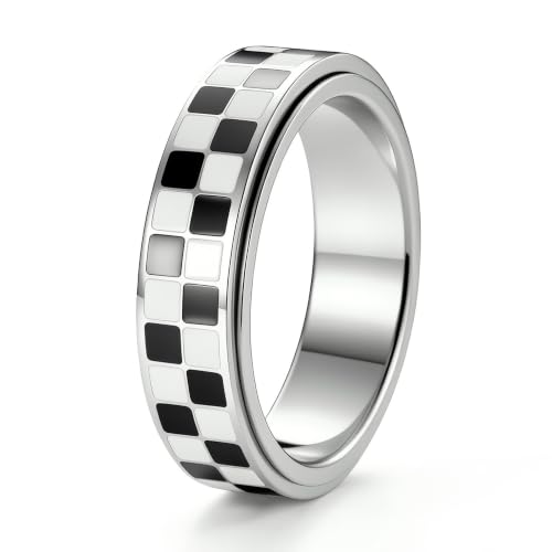 Womens Fidget Rings 6mm Anxiety Spinner Rings Women Stress Ring SQ Silver 6