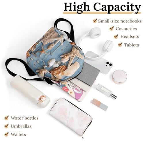 Mochila para mujer impermeable con patrón de estrella de mar 3