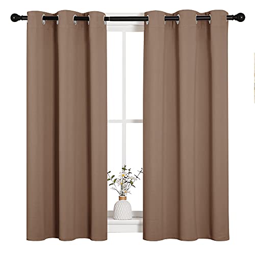 Image of NICETOWN Blackout Window Curtains and Drapes for Kitchen, Window Treatment Thermal Insulated Solid Grommet Blackout Drapery Panels (Set of 2, 34 by 45 inches, Cappuccino)