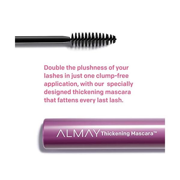 Almay Mascara, Thickening, Volume & Length Eye Makeup with Aloe and Vitamin B5, Hypoallergenic-Fragrance Free, Ophthalmologist Tested, 402 Black (Pack of 1)