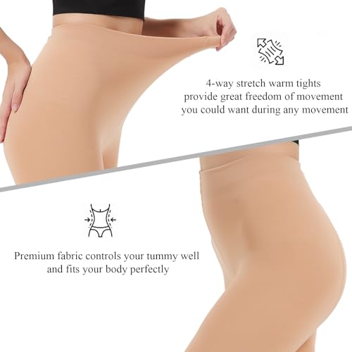 Fleece Lined Tights for Women, Warm Thermal Opaque Leggings, Winter Soft Thick Pantyhose2