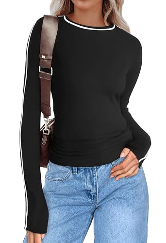 SAMPEEL Womens Long Sleeve Shirts Basic Going Out Tops Fall Fashion Trendy 2025 Workout Outfits Y2k Clothes