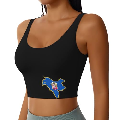 Kiev Flag Map Women’s Sports Bra Yoga Gym Workout Top Black