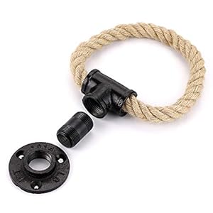 Sumnacon Industrial Pipe Rope Towel Ring Wall Mounted Metal Towel RackBar with HardwareVintage Style Iron Hand Towel Holder for ShowerBathroomBedroomKitchen Electroplated Black Finish