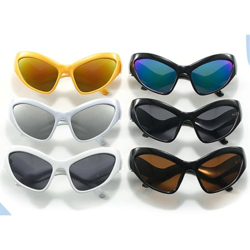 Y2K Style Sports Sunglasses Women Men Cat Eye Sun Glasses Fashion Mirror Eyewear Vintage Shades Eyeglasses4