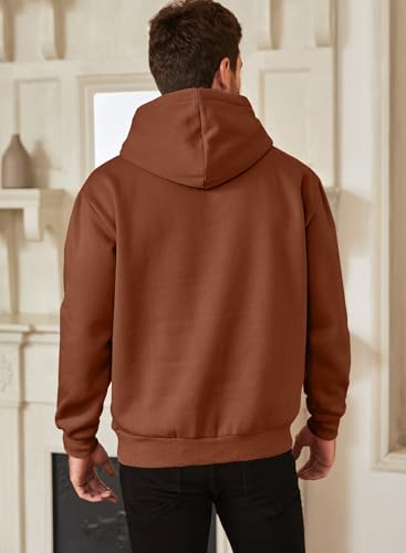 Image of JMIERR Mens Fleece Lined Hoodie Pullover Drawstring Pocket Winter Warm | Cozy fleece-lined pullover, adjustable drawstring hood, kangaroo pocket, regular fit, machine wash