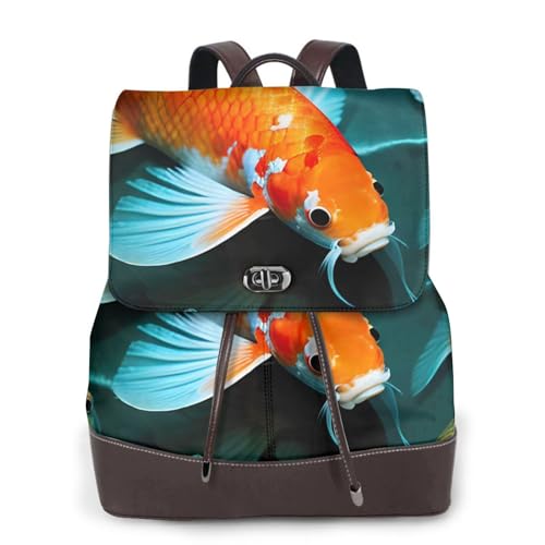 Sac à dos en cuir poisson koi pour femme qui recherche un petit sac de voyage compact et stylé
