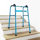NORTTA Foldable Stair Climbing Walker for Seniors,Adjustable 4-Leg Height Safety and Convenience Blue