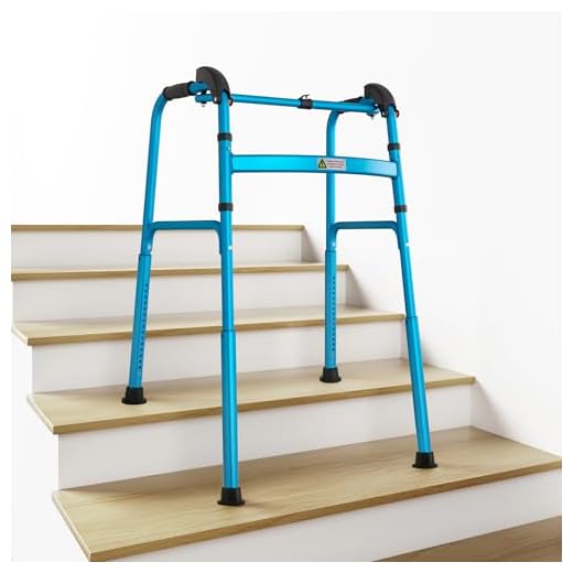 NORTTA Foldable Stair Climbing Walker for Seniors,Adjustable 4-Leg Height Safety and Convenience Blue