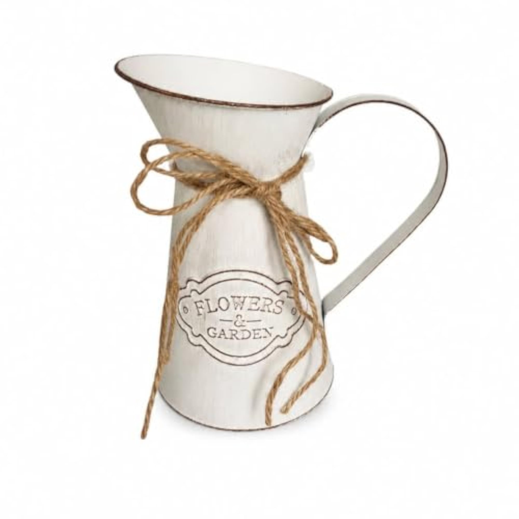 Shabby Chic Pitcher with Rope Bow