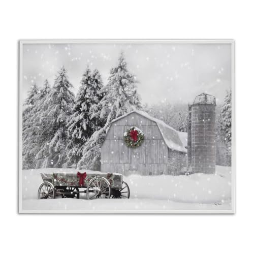 Snow Covered Farmland Holiday, 24 x 30 Inch Framed Giclée Print