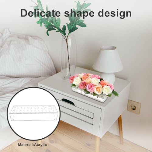 Florero de diseño acrílico de lujo transparente rectangular de 12 aberturas 7