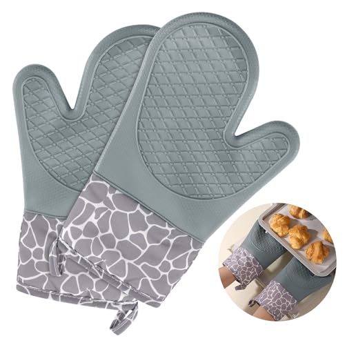 Silicone Oven Gloves, Heat Resistant Silicone Oven Mitts Baking G...