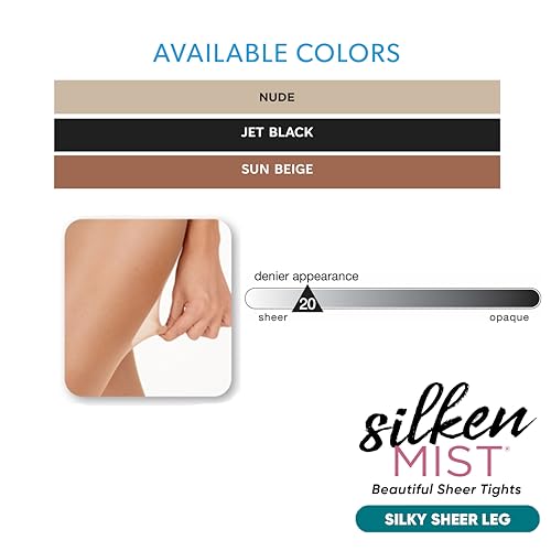 Image of L'eggs Women's Silken Mist Run Resist, Control Top, Sheer Toe, Silky Sheer Tights