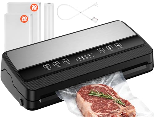 Envasadora al Vacío 85Kpa Profesional, Máquina de Vacío con Tubo de Vacío/Almacenamiento de Bolsas/Cuchilla de Corte, Incluye 40 Bolsas y 1 rollo 28x600cm Bolsas, para Alimentos Secos/Suaves/Húmedos Envasadora al Vacío 85Kpa Profesional, Máquina de Vacío con Tubo de Vacío/Almacenamiento de Bolsas/Cuchilla de Corte, Incluye 40 Bolsas y 1 rollo 28x600cm Bolsas, para Alimentos Secos/Suaves/Húmedos