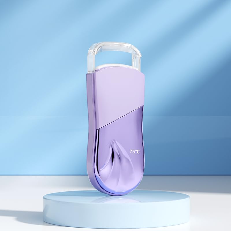 Heated Eyelash Curler - 3 Temp Settings, Electric Lash Curler with Heat-Sensitive Silicone, 5s Fast Heating, 24H Long-Lasting Curl, Type-C Rechargeable, Mini Design, Gift for Women, Purple A1