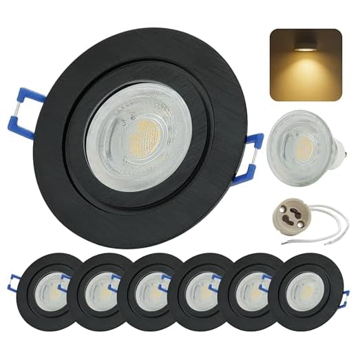 sweet-led, IP44 Aluminium Rahmen, Badezimmer,inkl.GU10 7W 560Lumen Warmweiß Bad,Einbauleuchte,Aluminium, Klickverschluß, Einbaurahmen IP44 Einbaustrahler, Einbauspot (6xSchwarz-7W)