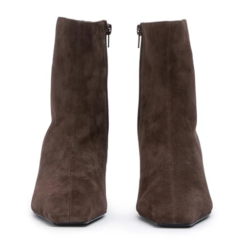 Ankle Boots for Women Square Toe Kitten Heels with Side Zipper Office Dressy Booties Fall Shoes2