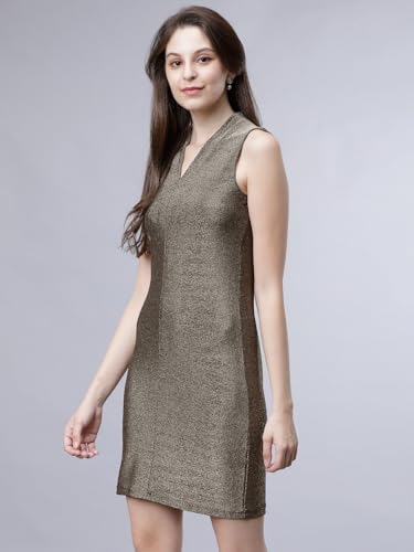 Image of Tokyo Talkies Women's Sleeveless V-Neck Solid Dresses | Stylish Dresses | Party Dresses
