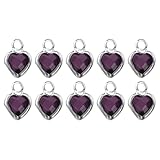 QUARKZMAN 10 Pcs Colgante Corazón Plateado Cristal, Colgante De Metal Para Hacer Joyería DIY Pulsera Collar Arete Accesorios Para Teléfono Llavero Artesanía, Morado, 9x7mm