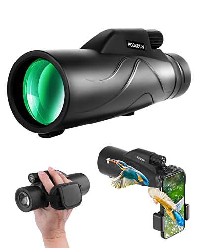Monokulares Teleskop,10X50 Wasserdichtes monokulares Teleskop mit Smartphone, Hochleistungsmonokular für Erwachsene Vogelbeobachtung Sport Wandern Konzert Wildnis Wandern, BAK4 Prisma, FMC Objektiv Cover