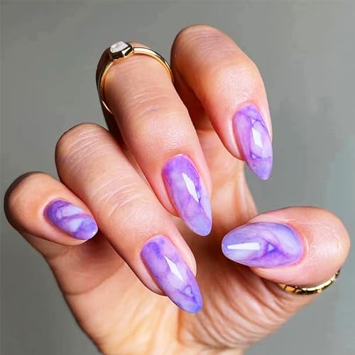 24Pcs Marble Press On Nails with Ombre Design, Gradient Manicure ...