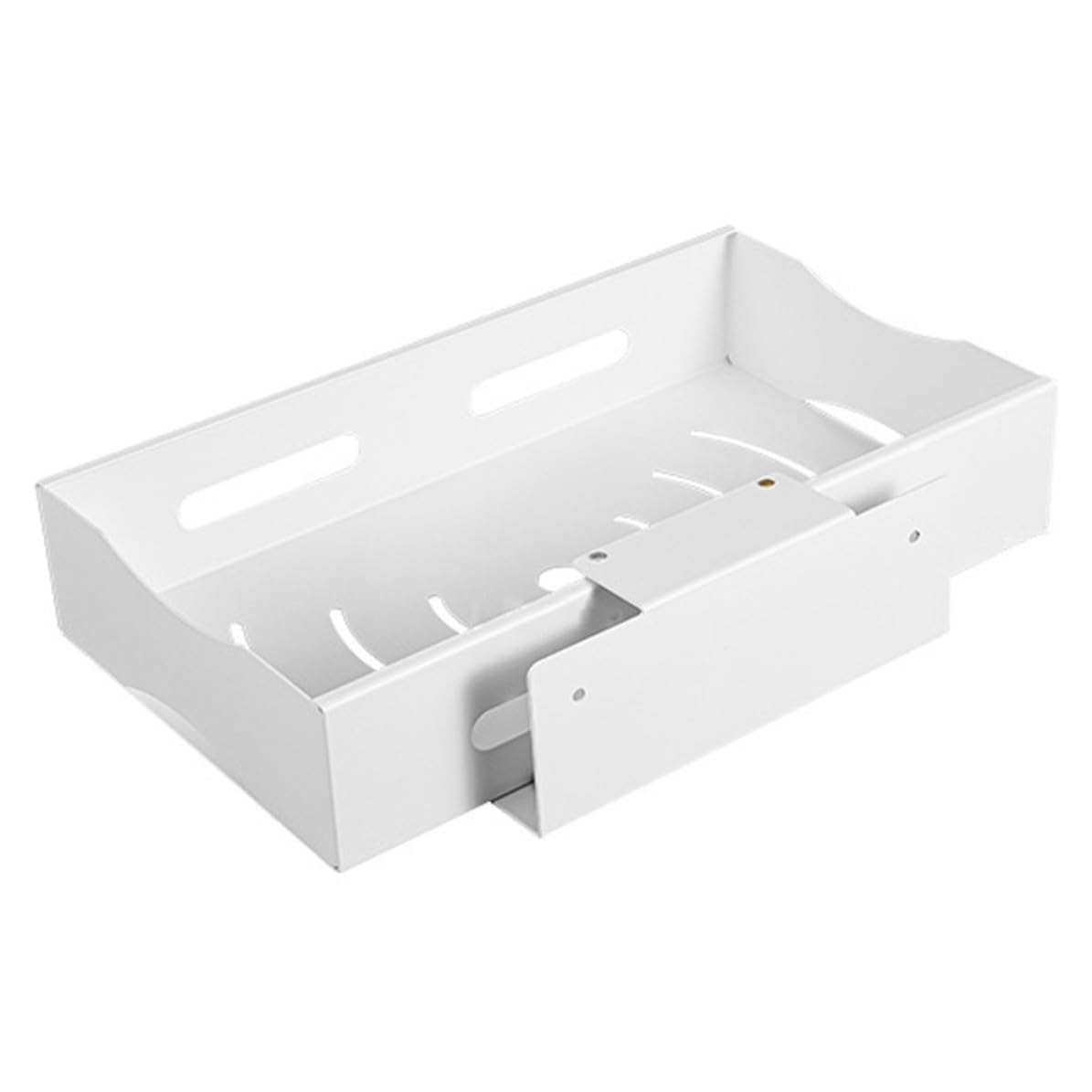 FOMIYES Telescopic Kitchen Rack, Under Sink Shelf, Acciaio Inossidabile, Bianco, Space-Saving Storage, per Kitchen Countertop
