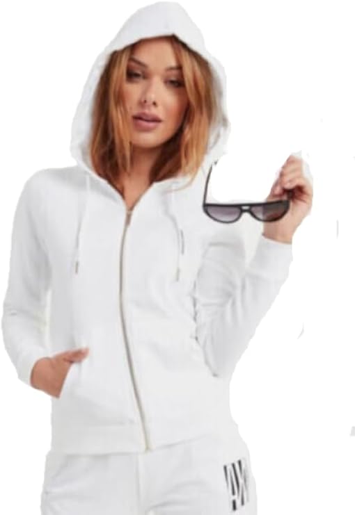 Armani Exchange Women's Zip-up Back Logo Hooded Sweatshirt
