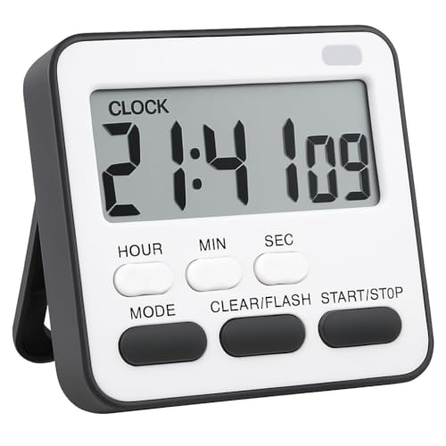 Image of Digital Kitchen Timer & Stopwatch, Large Digit Countdown, Loud Alarm Clock with Back Magnetic Retractable Stand for Cooking,Baking, Study Table, Office, Gym, Athlete and Student Accessories