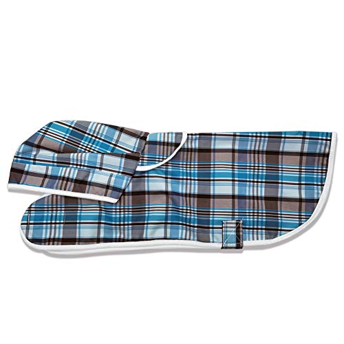 LeerKing Impermeable para Perros Abrigo Impermeable para Mascotas Chubasquero con Capucha y Agujero para Arnés con Etiqueta Mágica para Perros Pequeños y Medianos, Azul L