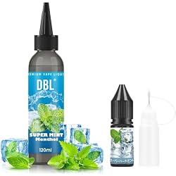 DBL Vape Liquid Electronic Cigarette, Large Capacity, 4.6 fl oz (130 ml | DIY DIY DIY Blendable Convenient Graduated Bottle Unique Formula Smoke Vape Real Flavor Large Capacity Super Mint Menthol