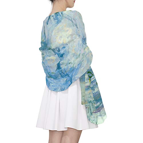 WIHVE Womens Scarf Monet Water Lilies Willow Floral Spring Silk Head Scarf Ladies Hair Neck Shawl Wrap 5