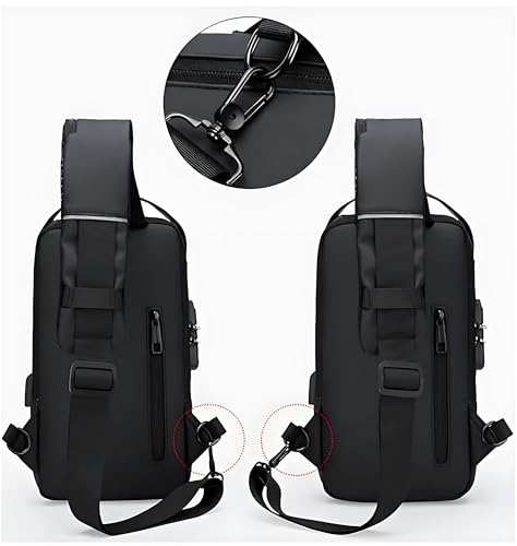 Image of Waterproof Polyester Slim Unisex Crossbody Sling Bag Chest Backpack Men's Shoulder Bag, Leisure Travel Handbag, Hard Shell Anti-Theft Chest Bag