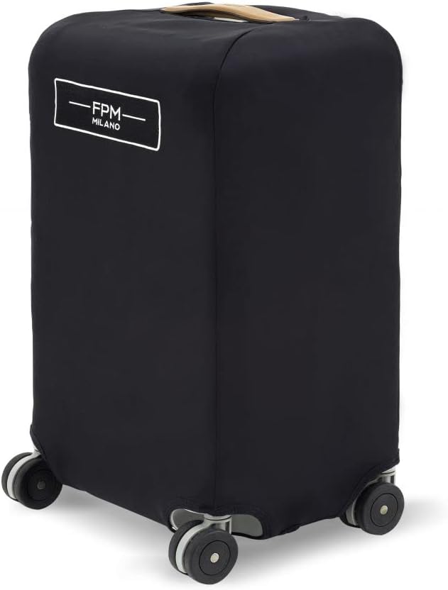 FPM Milano Bank Spinner Luggage Cover 53, Protective Luxury Luggage Cover, Lightweight, Neoprene Easy Wipe Clean Material, User-Friendly Zipper Closure, Black, Carry-On 21-Inches
