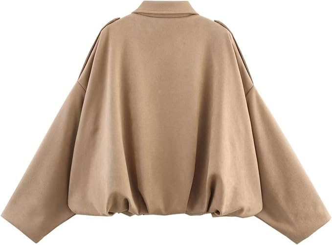 Oversized Leather Jacket Women, Motorcycle Jacket Women Casual Outerwear Women's Faux Suede Bomber Y2K3