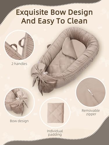 Image of EAQ Baby Lounger, Infant Lounger for Newborn,Portable Baby Nest Cover Breathable & Soft, Newborn Essentials