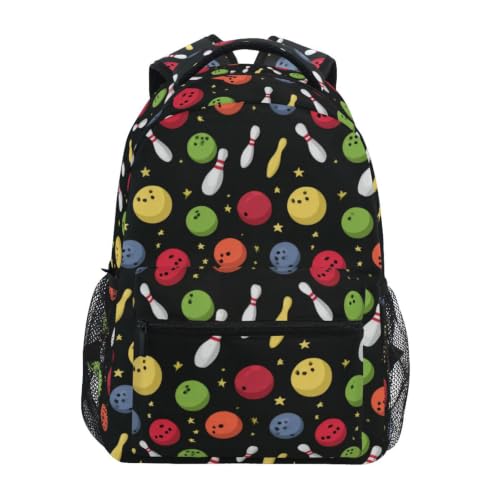 Kcldeci Kids Backpack for Boys Girls Elementary School Backpacks Bowling Balls and Pins Boys Children Bookbags Primary Kindergarten Backpack M