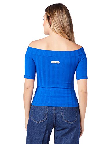 Colcci Blusa Canelada Ombro à Ombro, P, Azul Ultra Blue