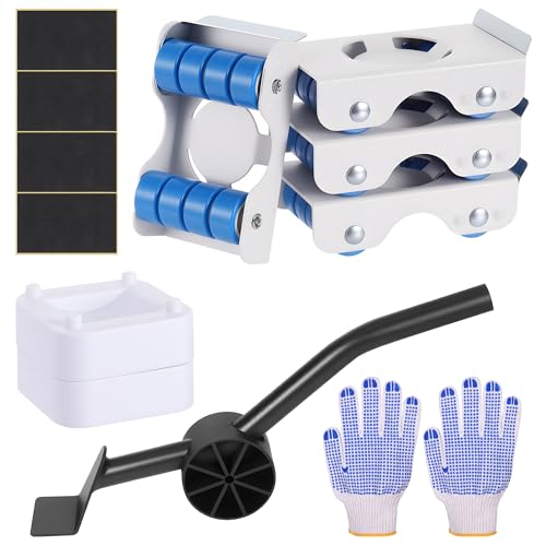 Zourglow Heavy Duty Furniture Mover 4 Metal Furniture Dolly with 8 Wheels Each + Pry Bar 350kg Supported Weight Furniture Lifter Mover Tool Set for Refrigerator Sofa Cabinet