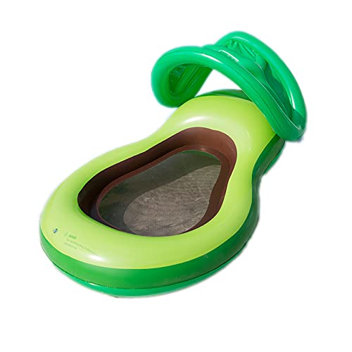 HMOOY Lit Flottant Gonflable D'avocat, Rangée Flottante Gonflable avec Auvent Amovible Lit De Natation à L'avocat Anneau De Natation De Fruits Jouets De Fête à La Piscine pour Adultes (Avocat) Cover