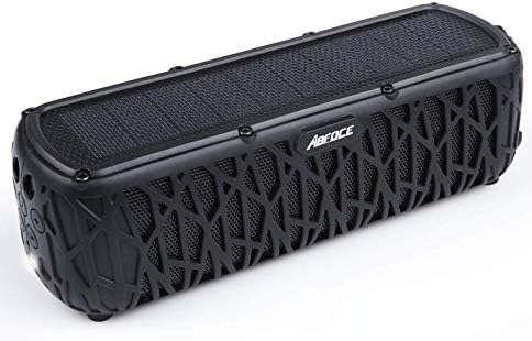 ABFOCE Solar Bluetooth Speaker Portable Outdoor Bluetooth IPX6 Waterproof Speaker with 5000mAh Power Bank,60 Hours Play Time Dual Speaker with Mic, Stereo Sound with Bass Home Wireless Speaker-Black